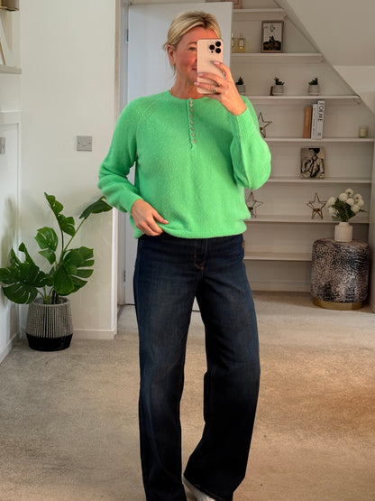 Spring Green Alpaca Mix Button Jumper