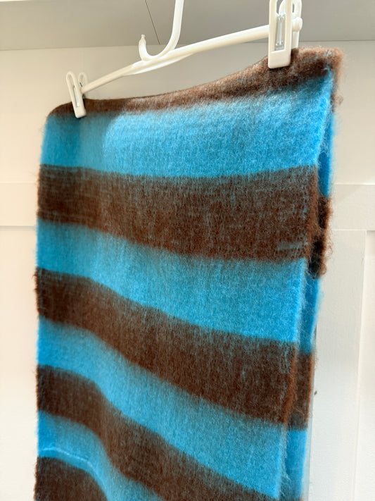 Blue/Brown Cosy Striped Winter Scarf
