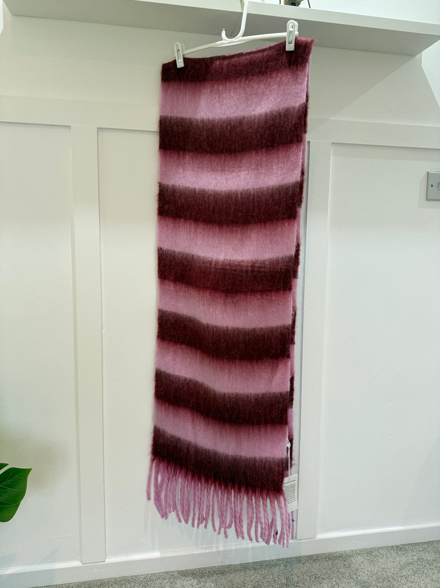 Pink/Burgundy Cosy Striped Winter Scarf