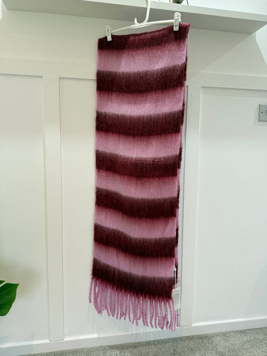 Pink/Burgundy Cosy Striped Winter Scarf