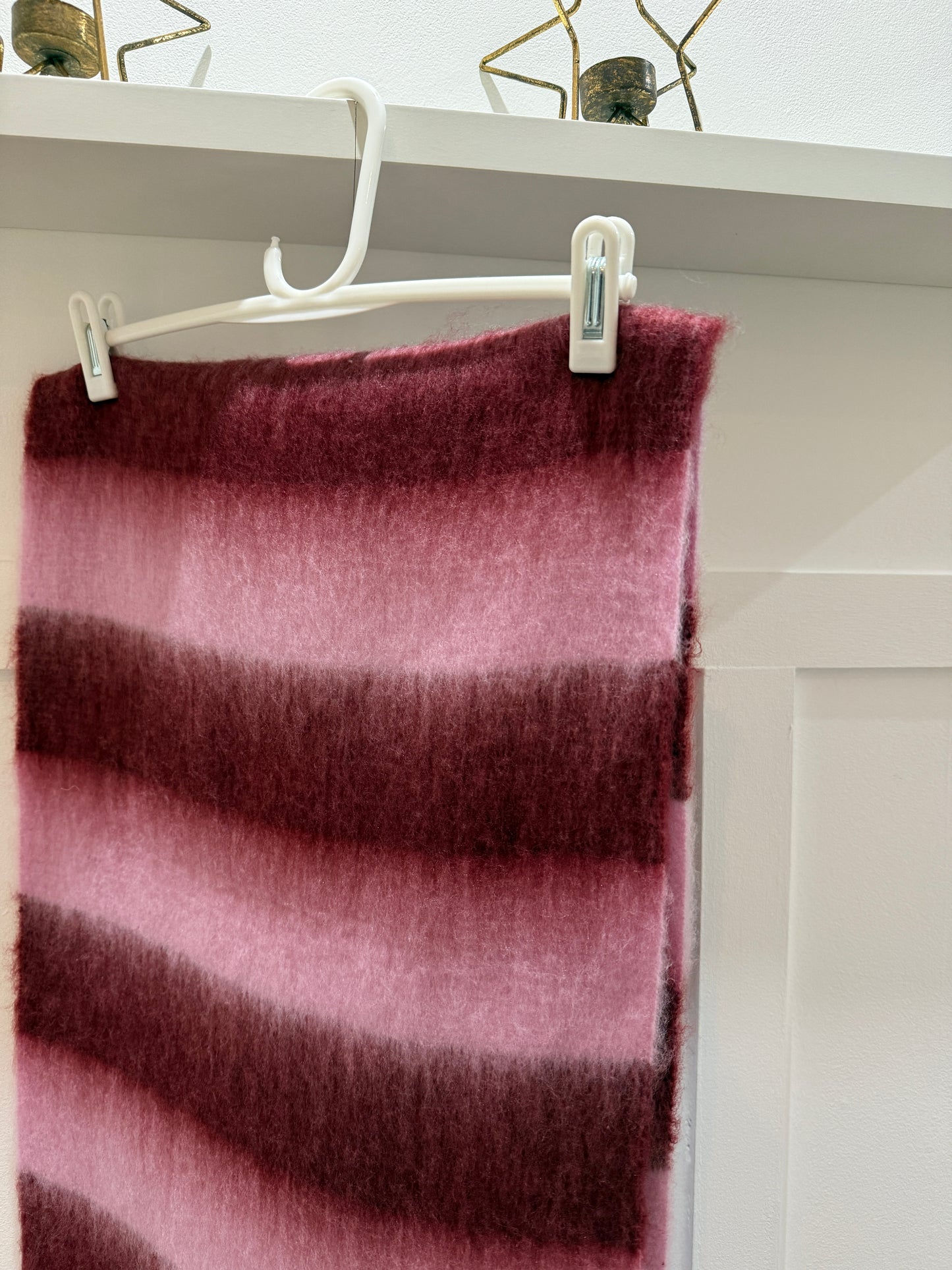 Pink/Burgundy Cosy Striped Winter Scarf