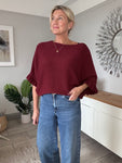 Burgundy Frill Sleeve Batwing Jumper