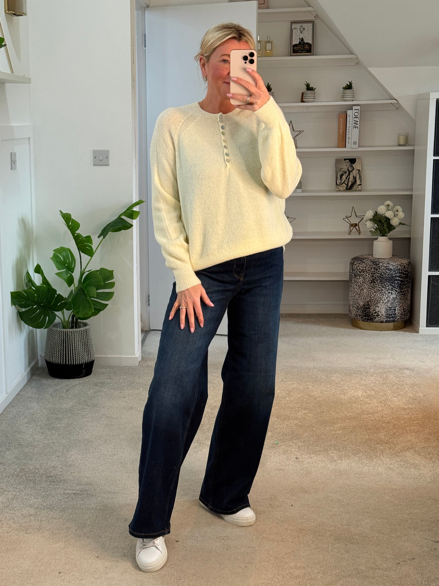 Butter Alpaca Mix Button Jumper