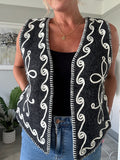 Charcoal Knitted Folk Design Waistcoat