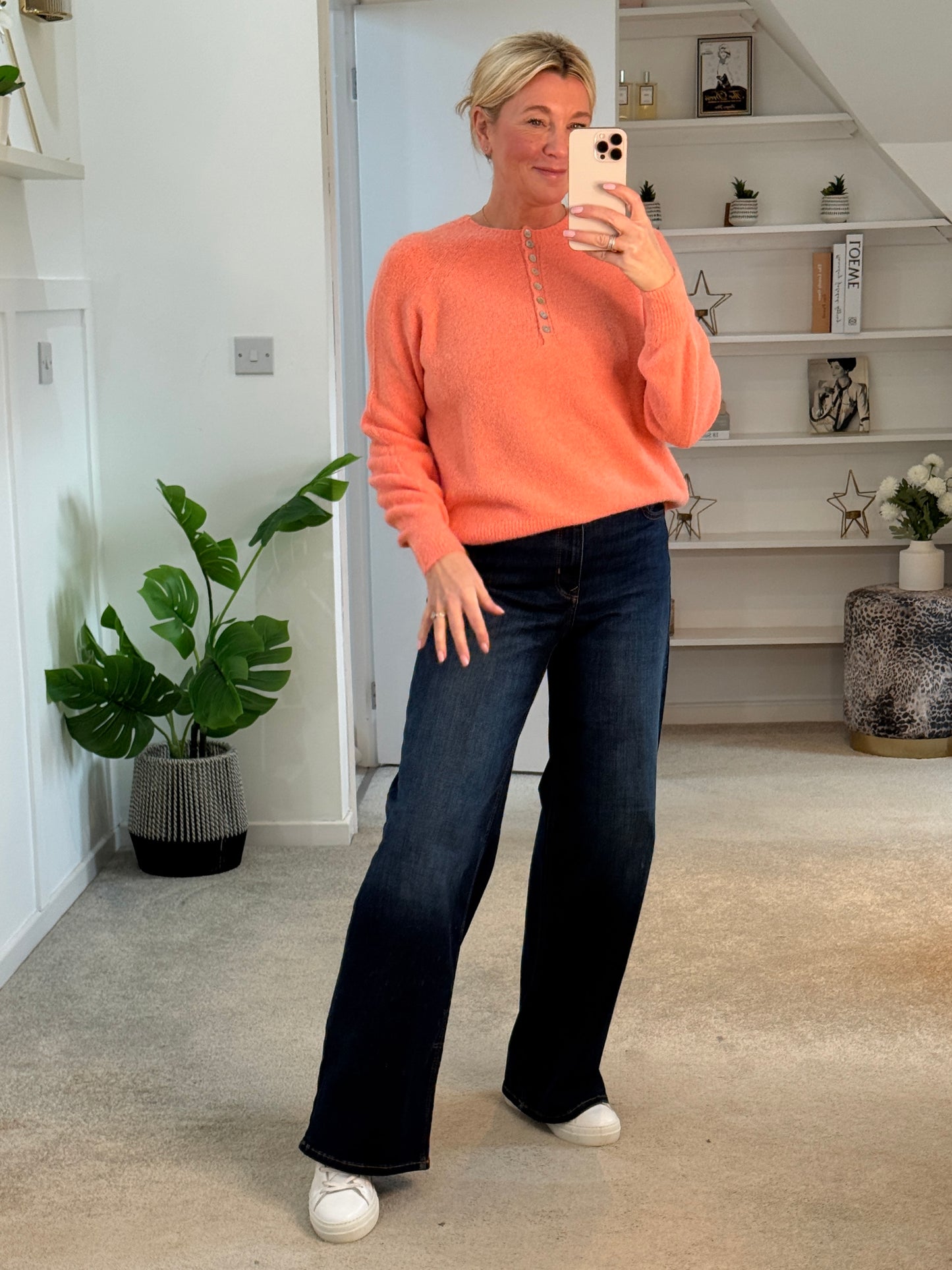 Papaya Alpaca Mix Button Jumper