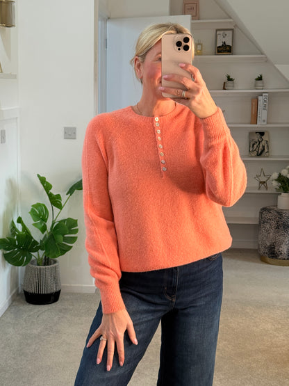 Papaya Alpaca Mix Button Jumper