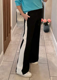 Black/White Stripe Wide Leg Trousers