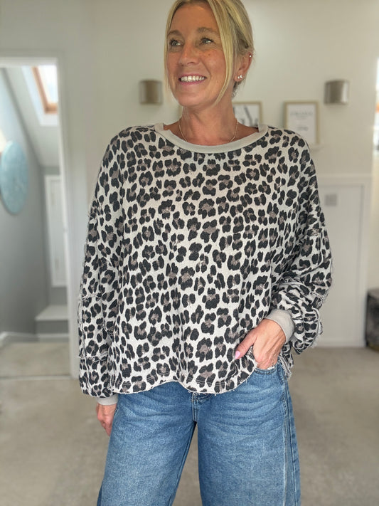 Mocha Leopard Oversized Sweatshirt