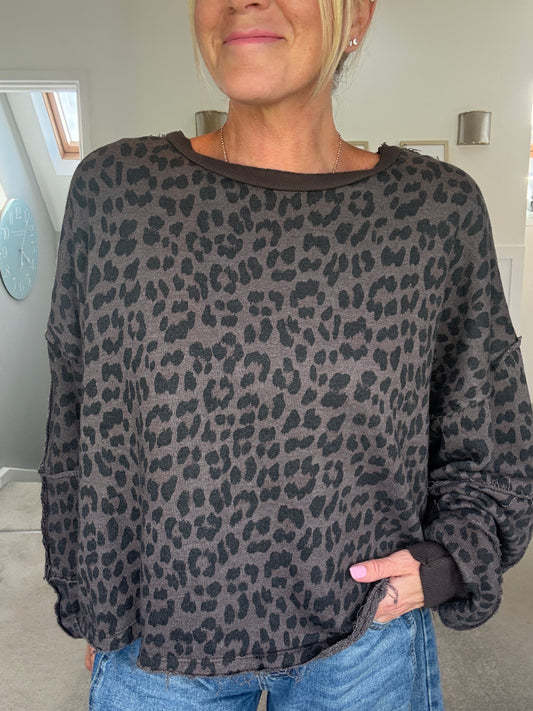 Chocolate Leopard Oversized Sweatshirt