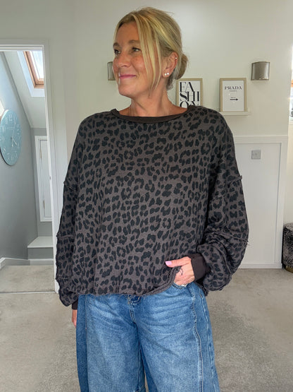 Chocolate Leopard Oversized Sweatshirt