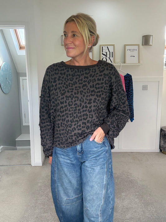 Chocolate Leopard Oversized Sweatshirt