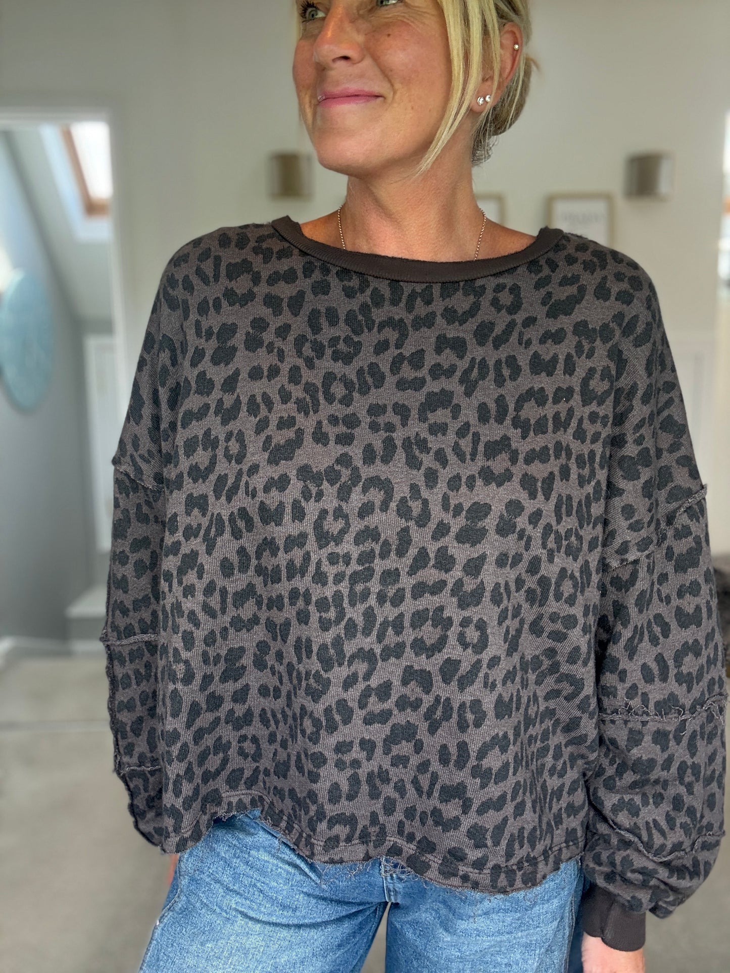 Chocolate Leopard Oversized Sweatshirt