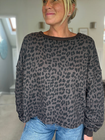 Chocolate Leopard Oversized Sweatshirt