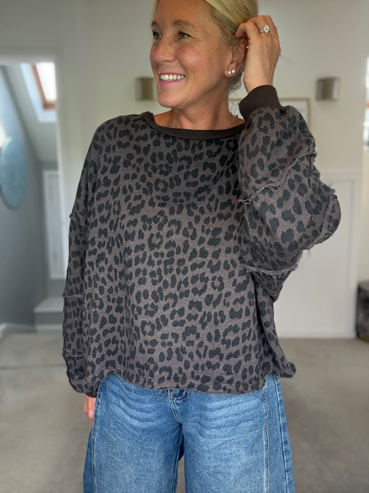 Chocolate Leopard Oversized Sweatshirt