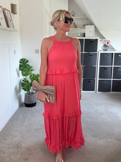 Coral Chloe Boho Maxi Dress