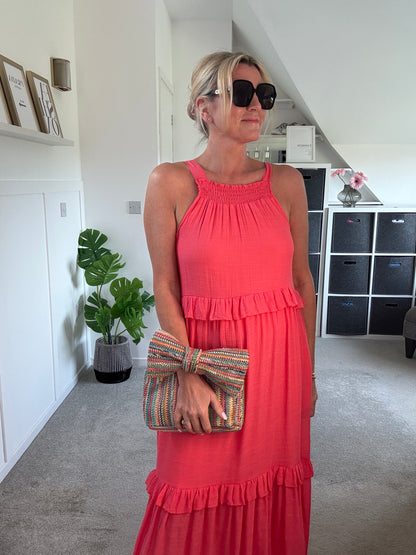 Coral Chloe Boho Maxi Dress