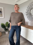 Latte Frill Sleeve Batwing Jumper