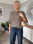 Latte Frill Sleeve Batwing Jumper