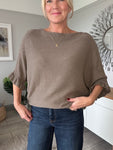 Khaki Frill Sleeve Batwing Jumper