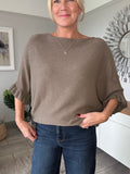 Khaki Frill Sleeve Batwing Jumper