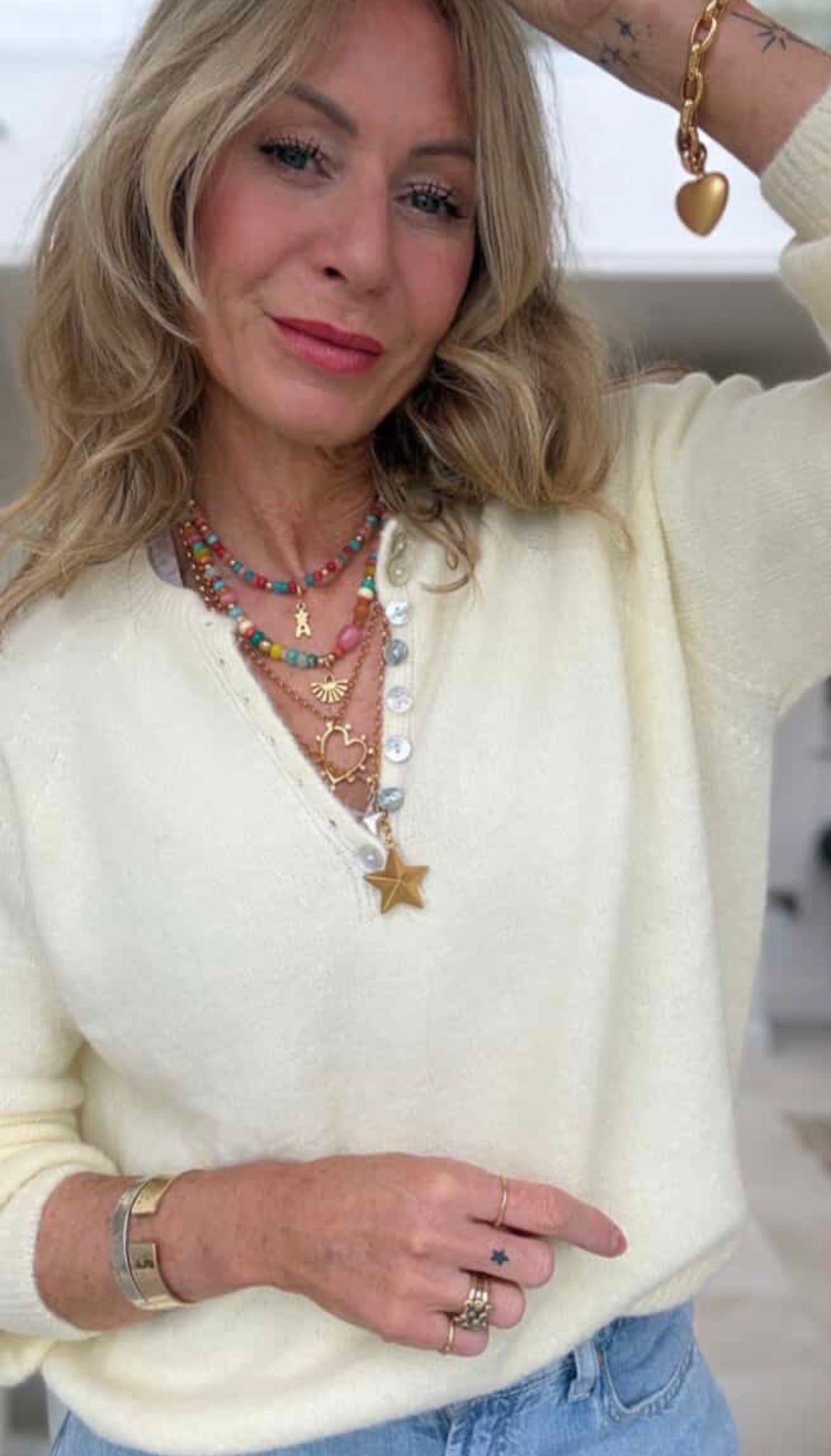 Papaya Alpaca Mix Button Jumper