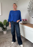 Cobalt Frill Sleeve Batwing Jumper