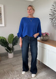 Cobalt Frill Sleeve Batwing Jumper