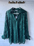 Bottle Green Sequin Stripe Blouse