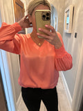 Coral Silk Mix Top