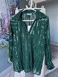 Bottle Green Sequin Stripe Blouse