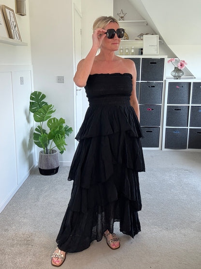 Khaki Ruffle Bandeau Dress