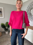 Hot Pink Frill Sleeve Batwing Jumper