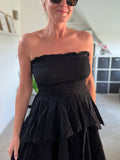 Black Ruffle Bandeau Dress