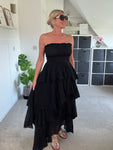 Black Ruffle Bandeau Dress