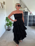 Black Ruffle Bandeau Dress