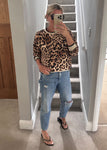 Tan Leopard Print Sweatshirt/Top