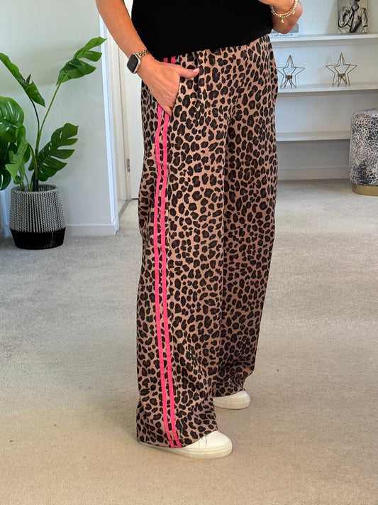 Leopard/Hot Pink Track Pant