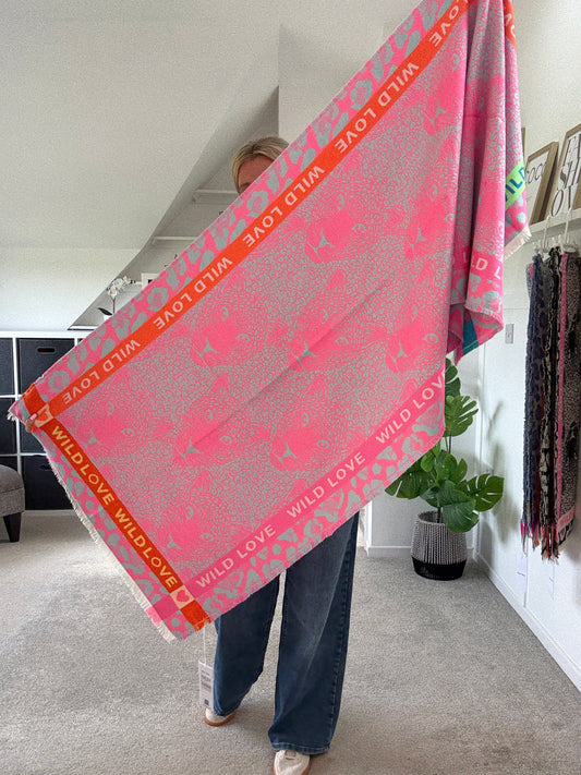 Pink "Wild Love" Oversized Scarf