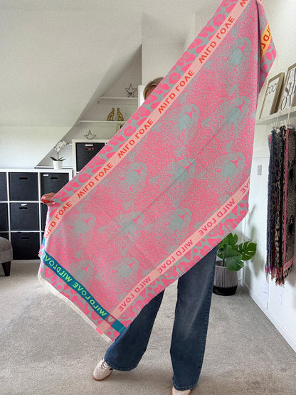 Pink "Wild Love" Oversized Scarf