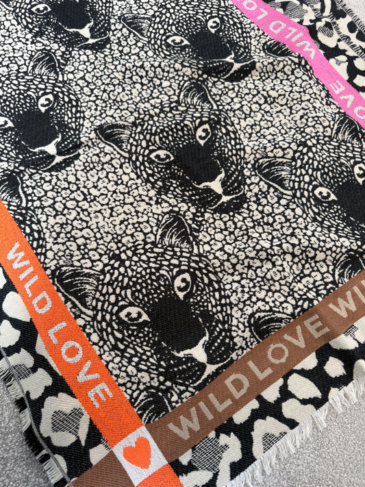 Black "Wild Love" Oversized Scarf
