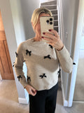 Noelle Oatmeal Bow Jumper