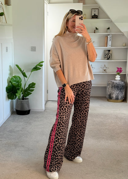 Beige Turtleneck 3/4 Sleeve Jumper