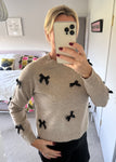 Noelle Light Grey Bow Jumper