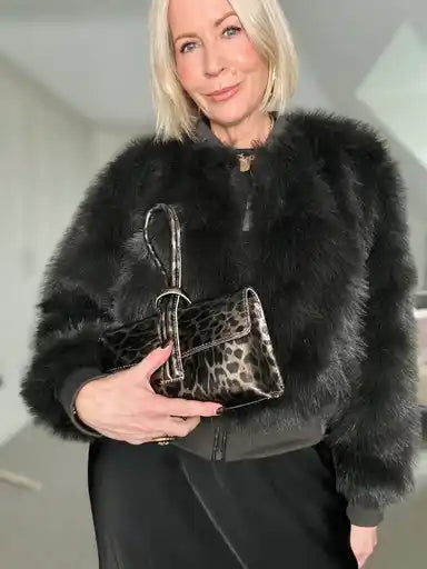 Bronze Leopard Loop Clutch/Cross Body Bag