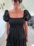 Black Puff Shoulder Maxi Dress