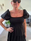 Black Puff Shoulder Maxi Dress