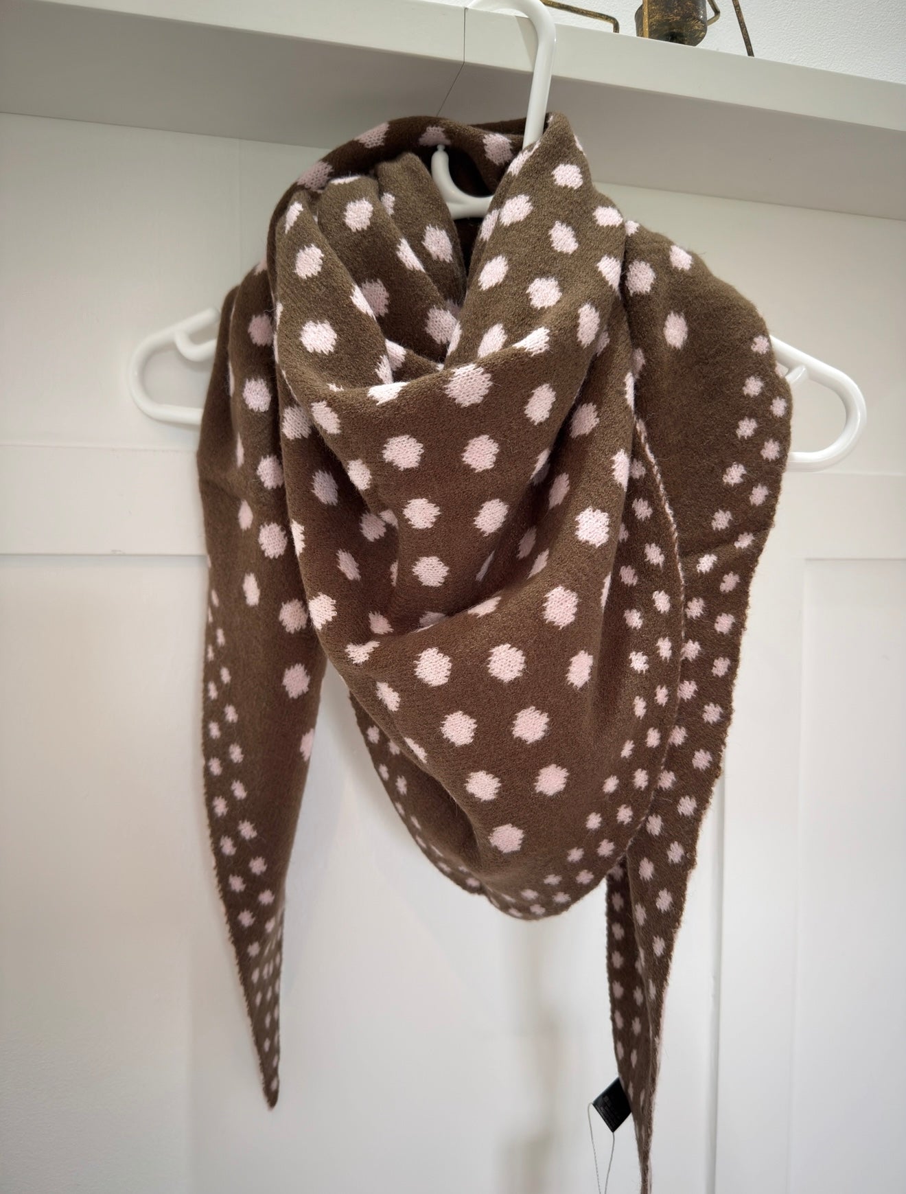 Pink/Brown Polka Dot Triangle Scarf