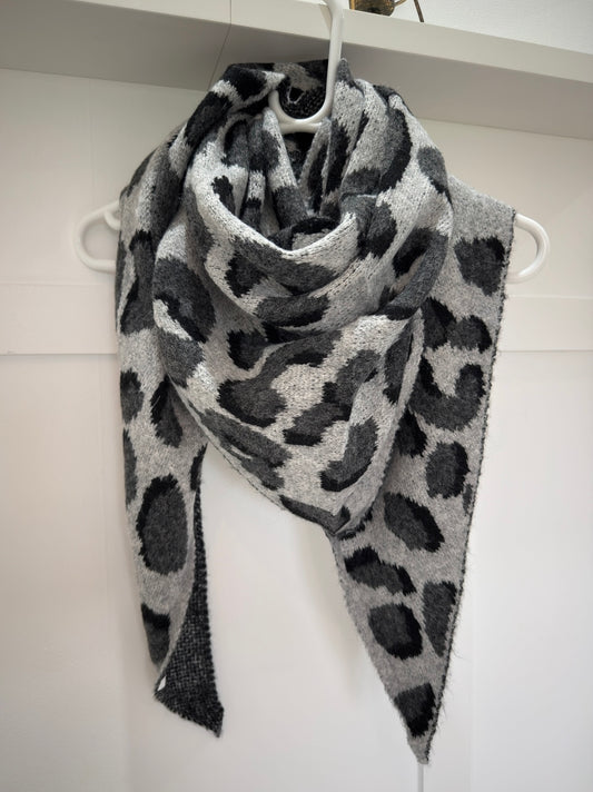 Navy Triangle Leopard Print Scarf -PRE ORDER