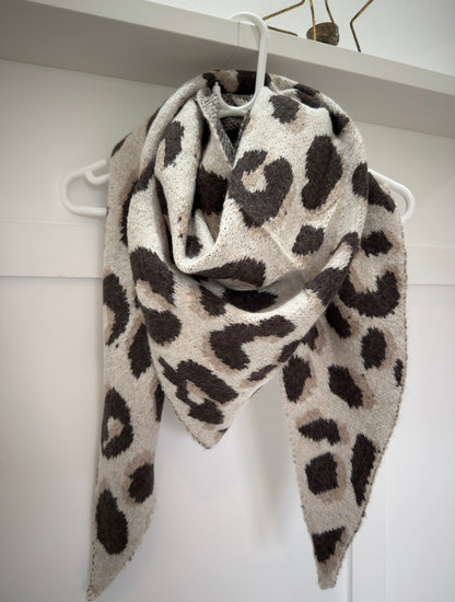 Navy Triangle Leopard Print Scarf -PRE ORDER
