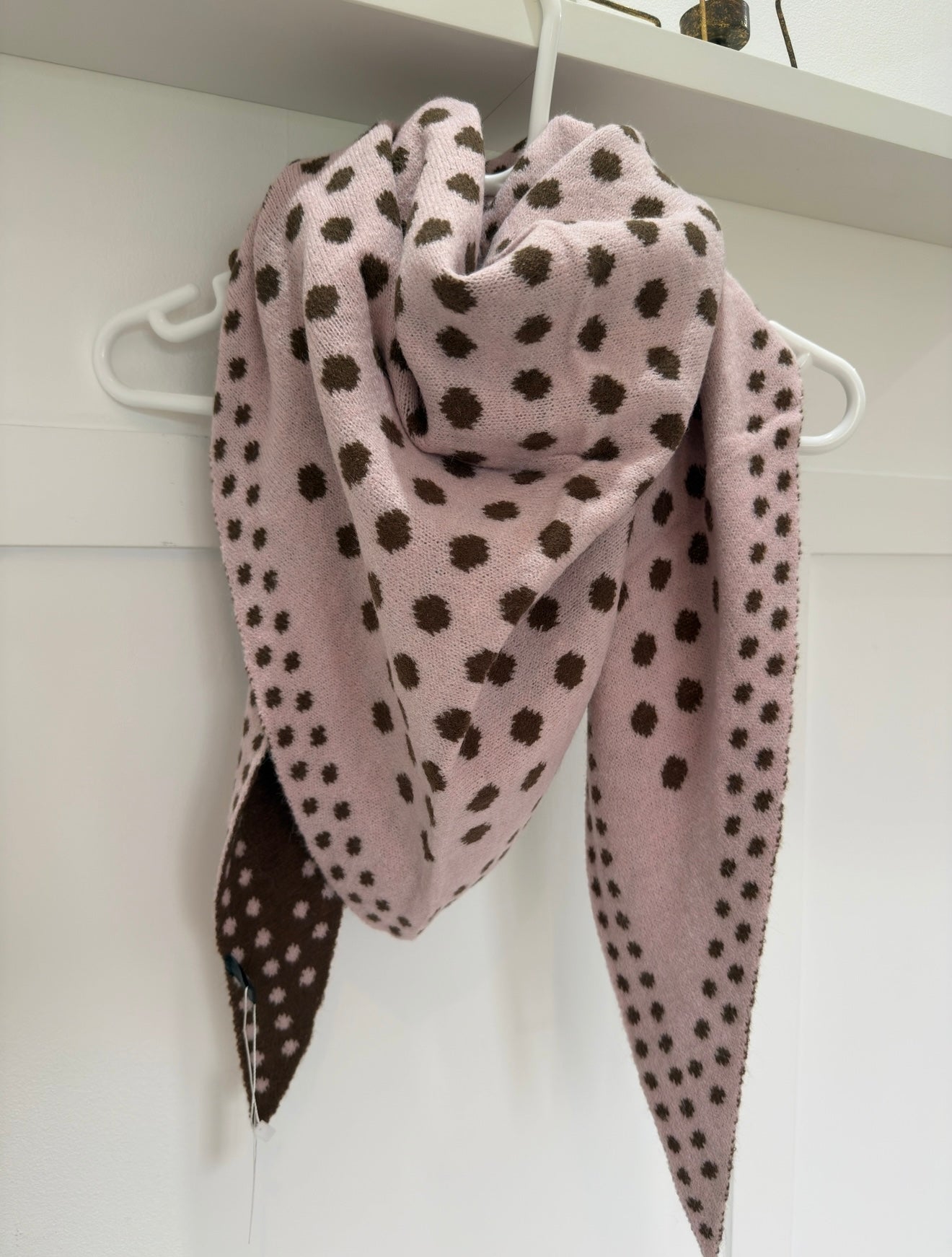 Pink/Brown Polka Dot Triangle Scarf